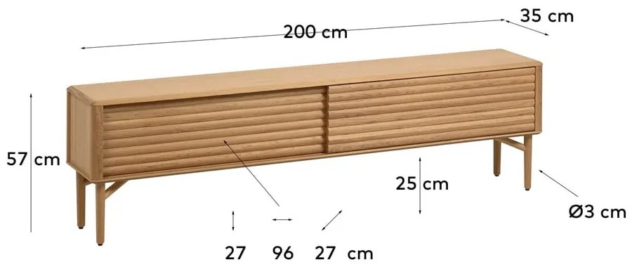 TV komoda v dubovom dekore Kave Home Lenon