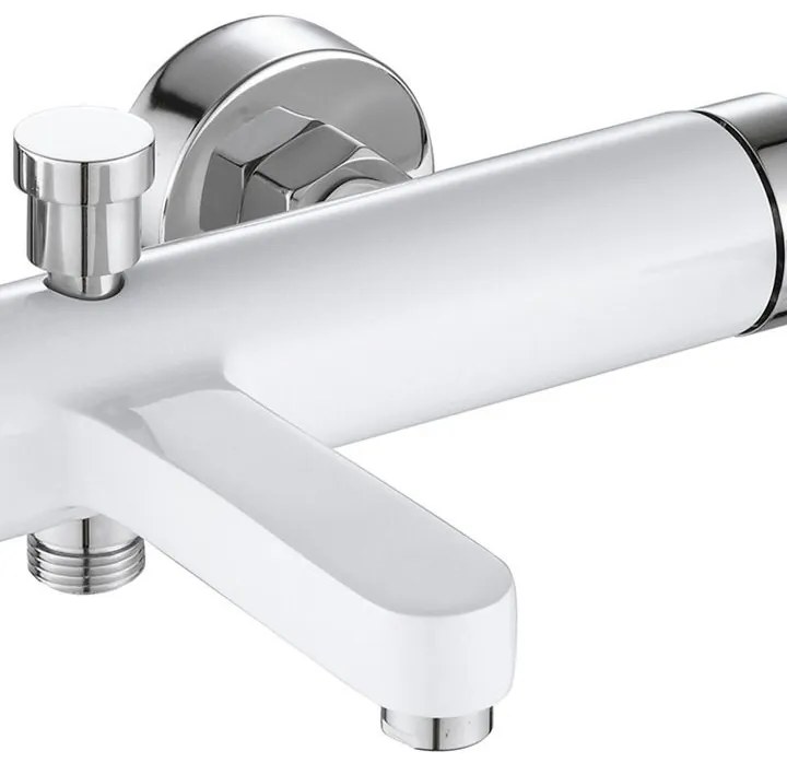 Rea Polo, vaňová batéria s bodovou ručnou sprchovou sadou, biela-chrómová, REA-B9943