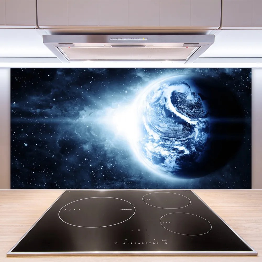 Sklenený obklad Do kuchyne Krajina vesmír planéta 140x70 cm