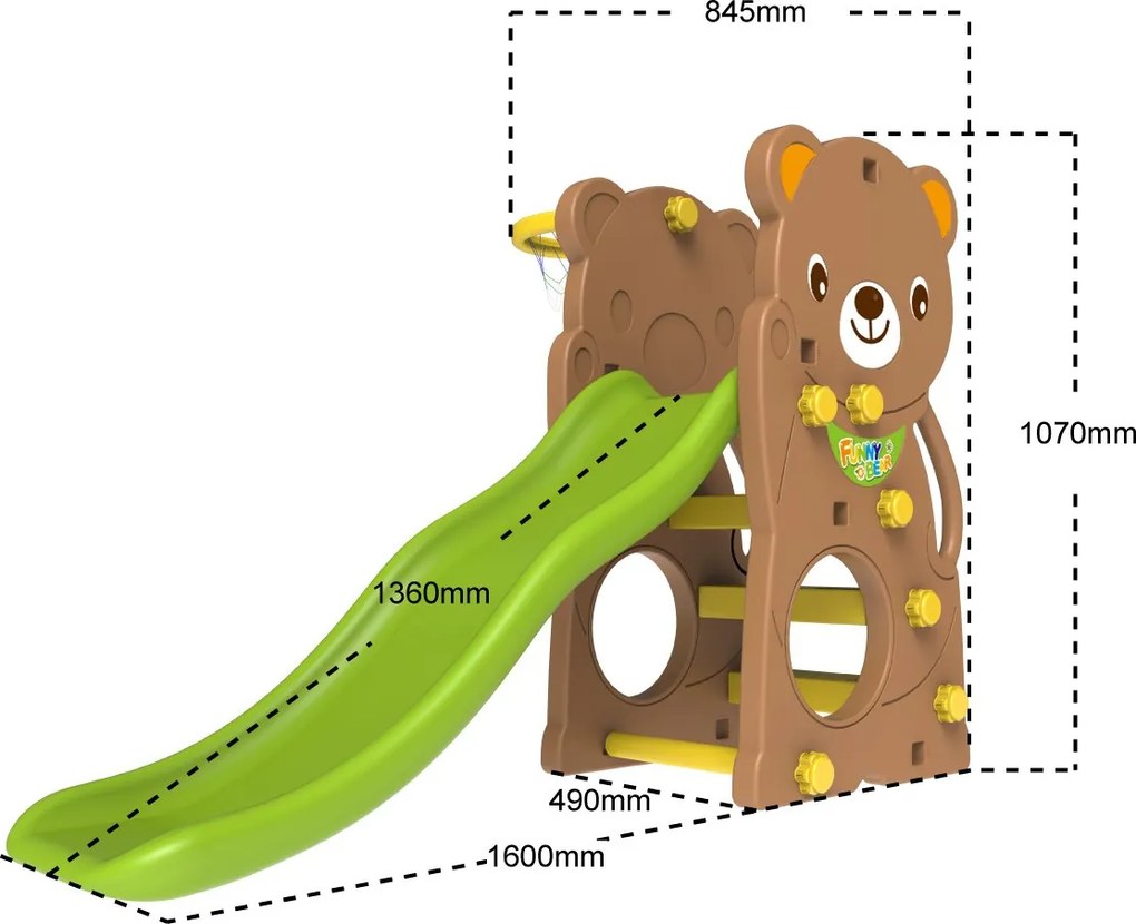 Ramiz Záhradná šmýkačka 3v1 hojdačka Basketbal pre deti Medvedík