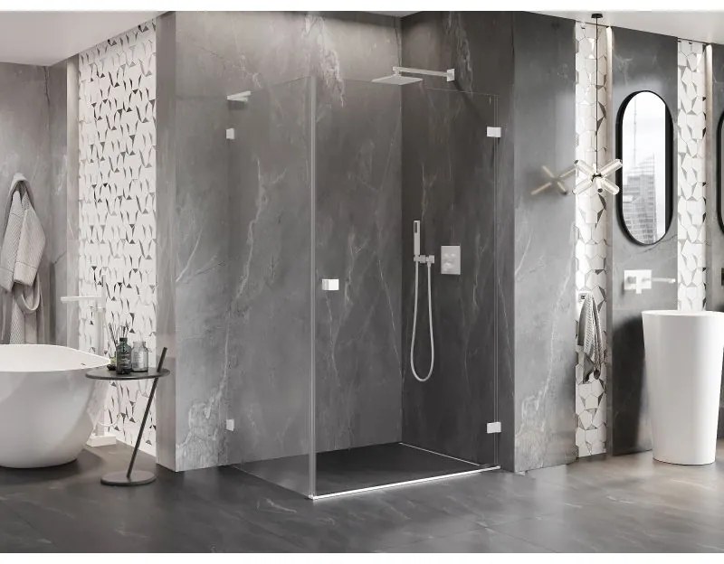 Mexen Lunar-B L pravý výklopný sprchový kút 85 x 80 cm, číre sklo, biela, 832L-085-080-20-00-P