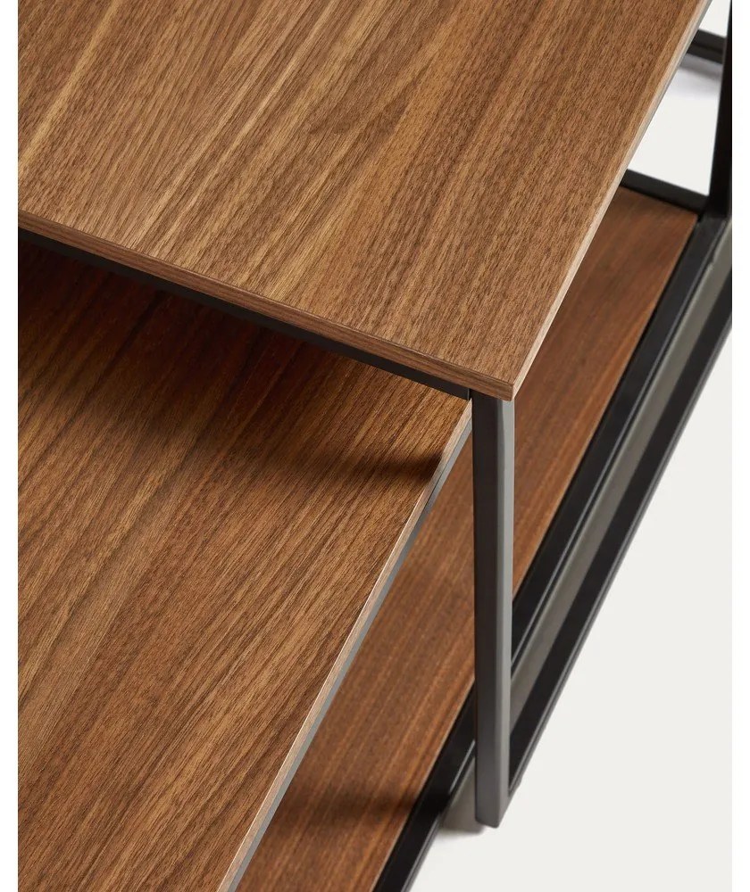 Hnedé konferenčné stolíky s doskou v dekore orechového dreva v súprave 2 ks 50x100 cm Yoana – Kave Home