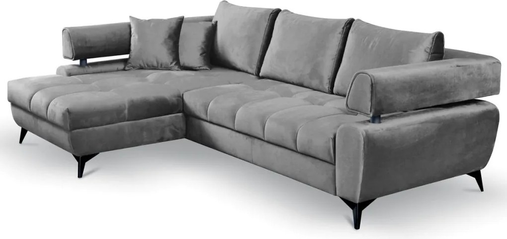 Rohová sedacia súprava Paris, stredne šedá látka, ľavý roh