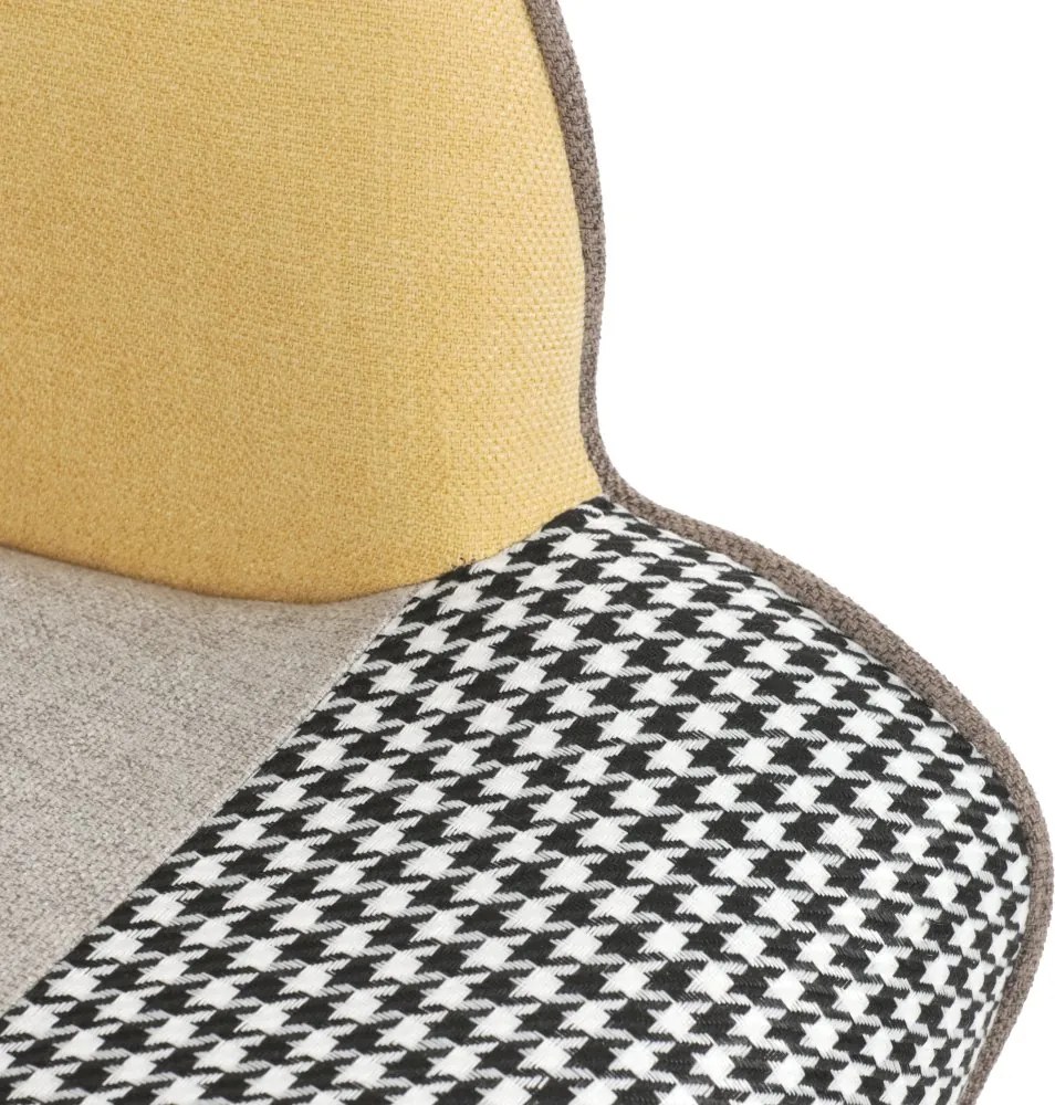 Relaxačné kreslo ušiak s taburetom ROYAL II — kov, vodeodolná látka, patchwork