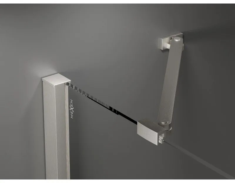 Mexen Velar Duo, sprchový kút s posuvnými dverami 90 x 90 cm, 8mm šedé sklo, brúsená oceľ, 871-090-090-42-97
