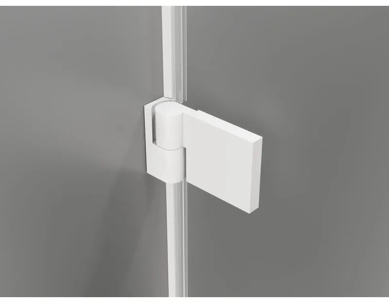 Mexen Lunar-B, pravostranný výklopný sprchový kút 100 x 80 cm, 8mm číre sklo, biely profil, 832-100-080-20-00-P