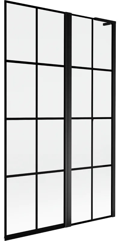 Mexen Mist L, 2-krídlová vaňová zástena, pravá 110 x 150 cm, čierna mriežka, čierna - 8A9L-110-011-70-77-P