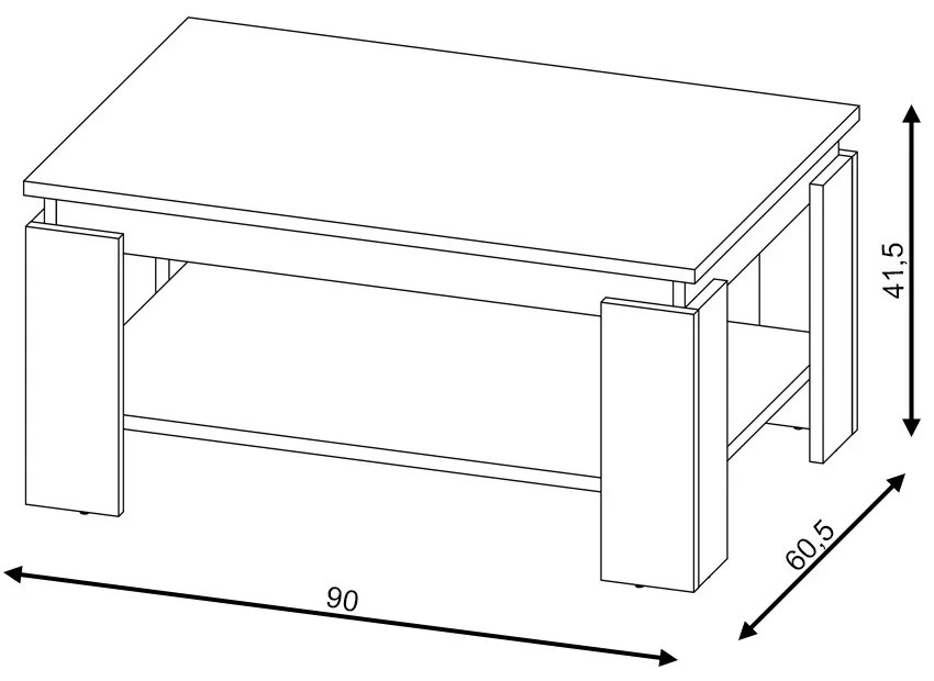 Konferenční stolek Turia 90 cm dub artisan/černý