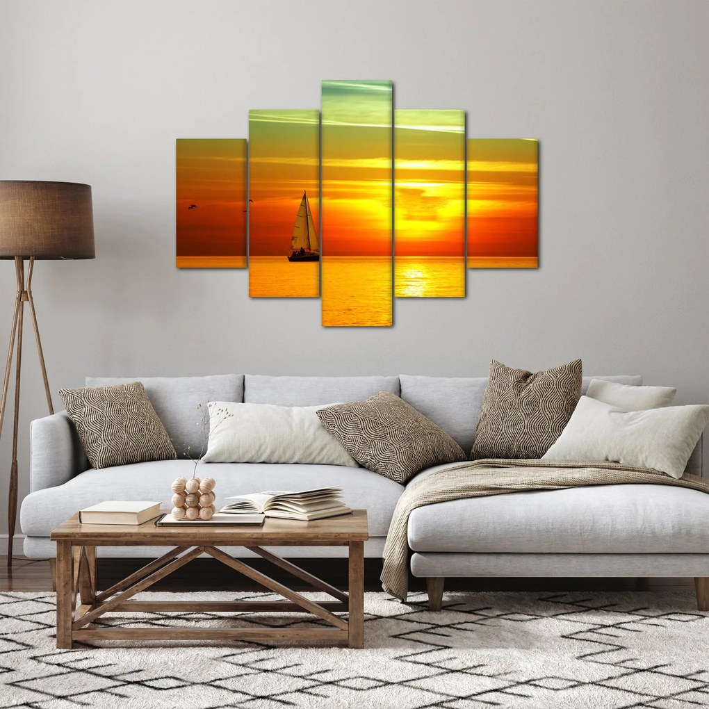 Obraz západu slnka s jachtou (150x105 cm)