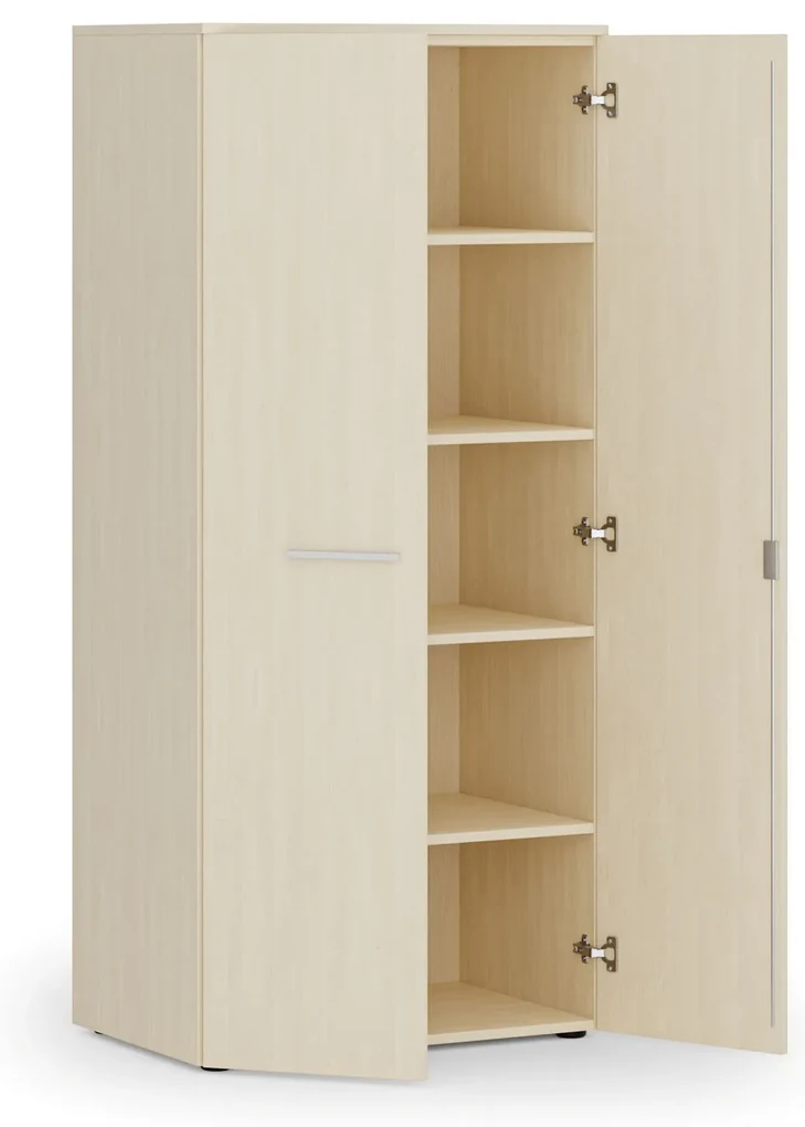 Kancelárska policová skriňa PRIMO WOOD s dverami, 800 x 500 x 1781 mm, breza