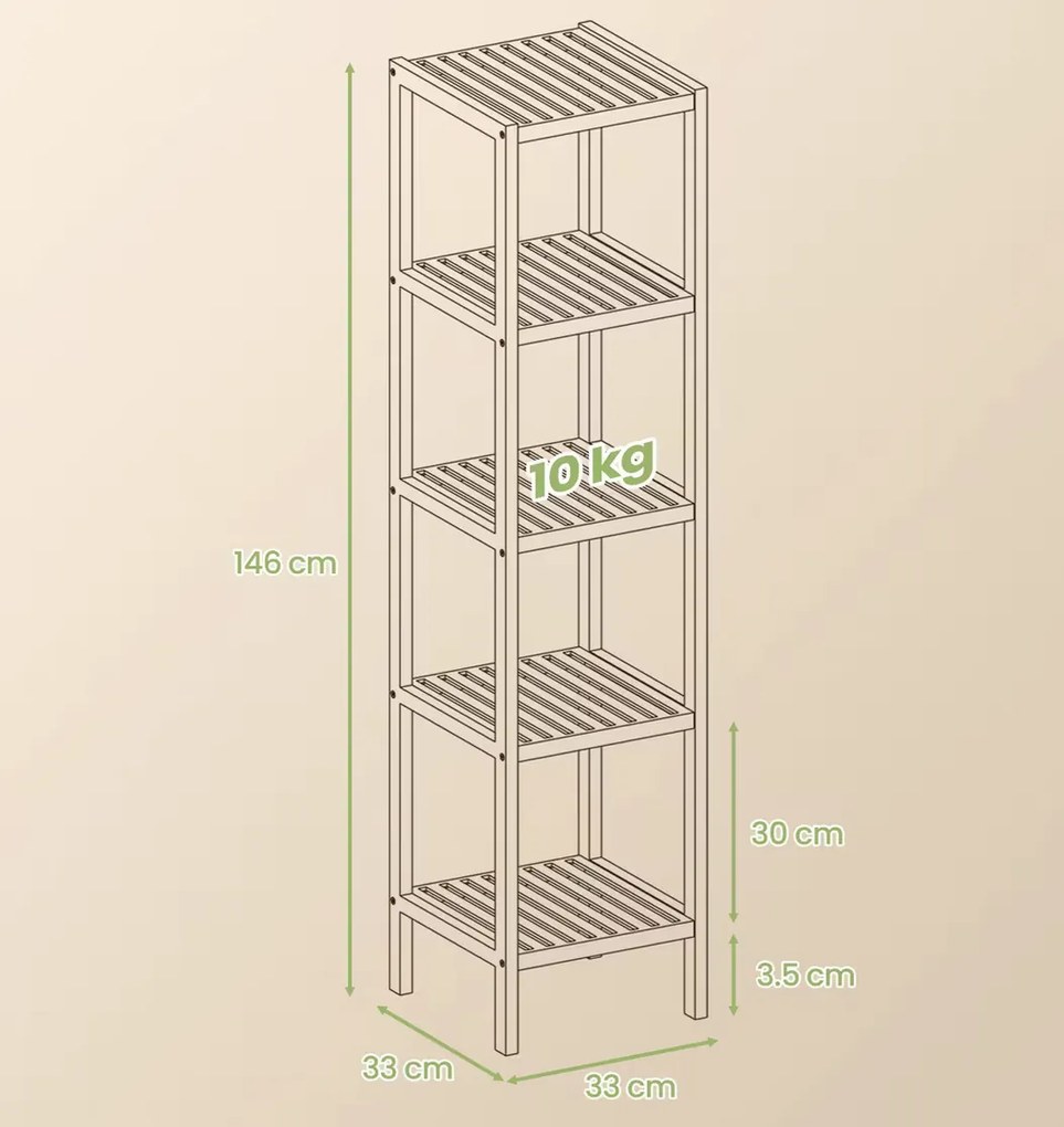 Bambusový kúpeľňový regál Koli hnedý