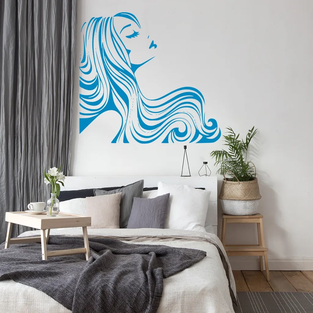 Veselá Stena Samolepka Žena z profilu Farba: zelená, Veľkosť: 100 x 93 cm