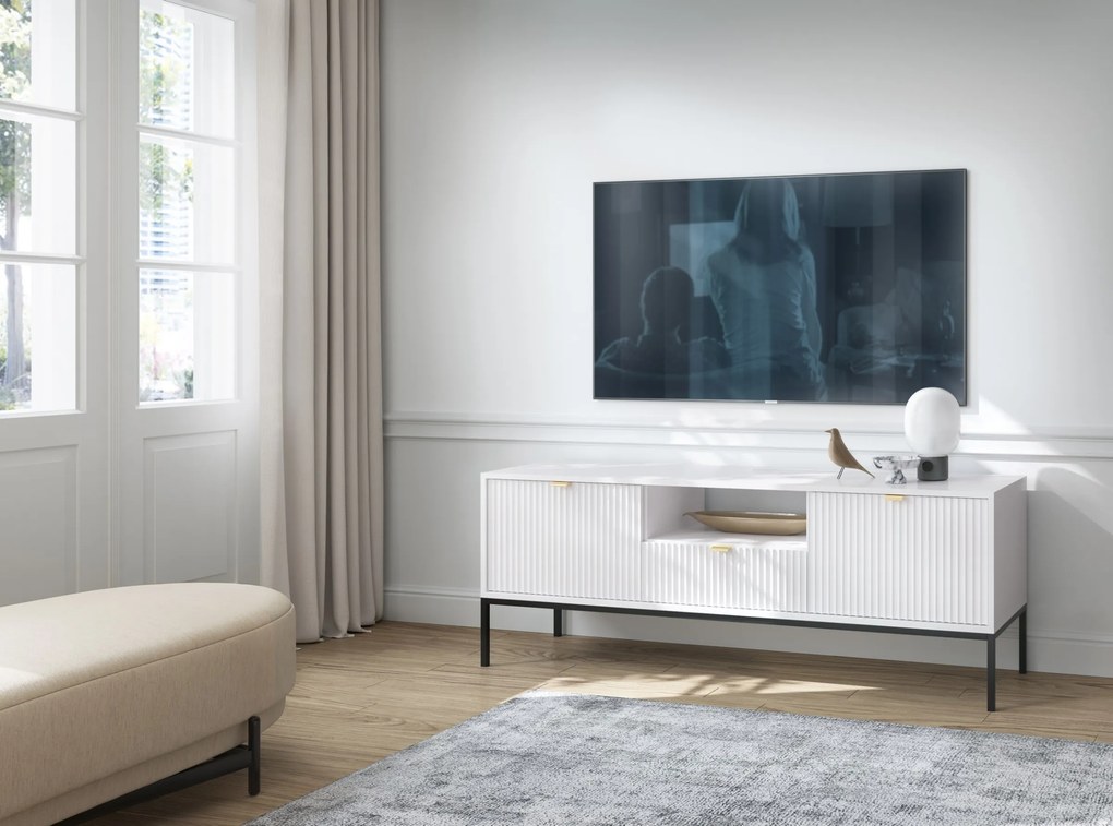 Televízny stolík Nova 154 cm biely/čierny