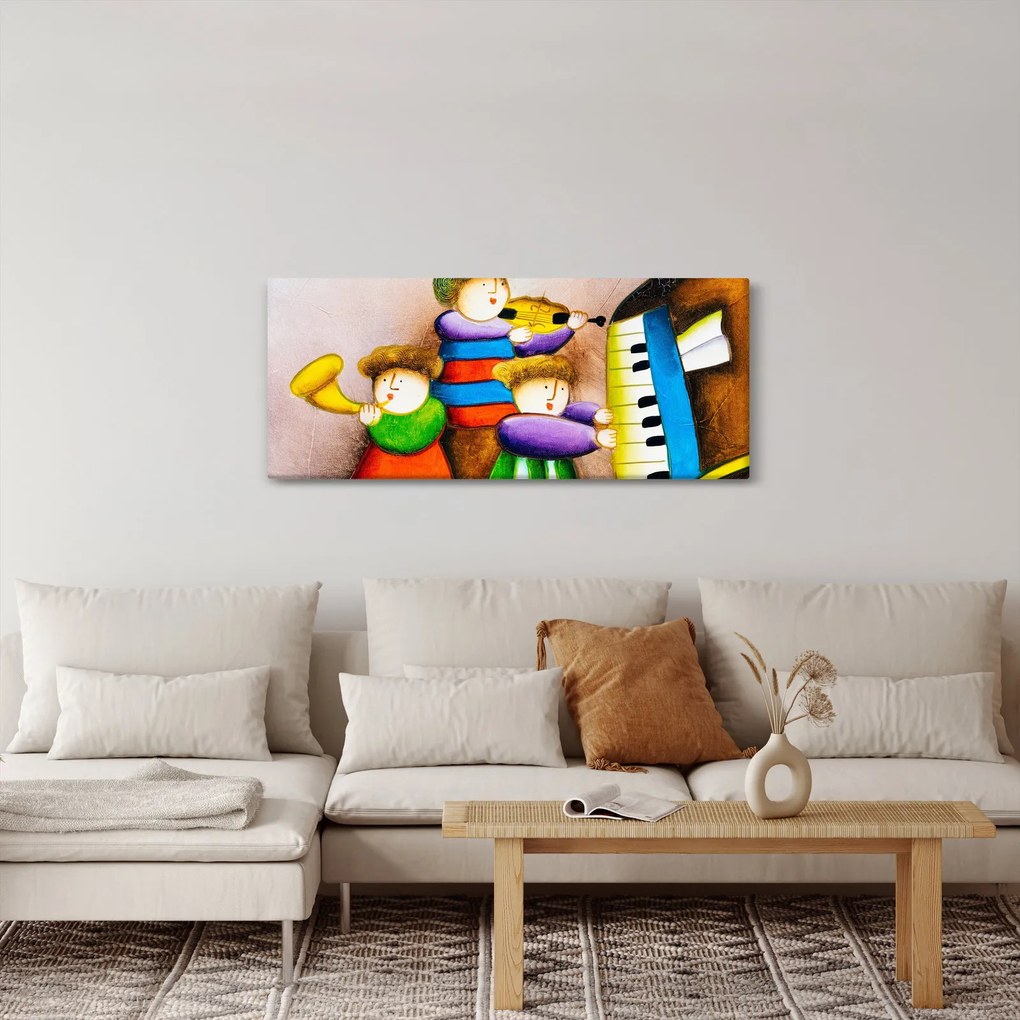 Obraz - Hudobníci, maľba (120x50 cm)