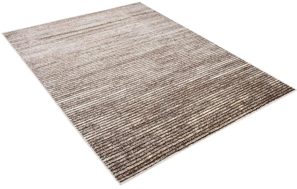 Moderný koberec v hnedých odtieňoch s tenkými pruhmi