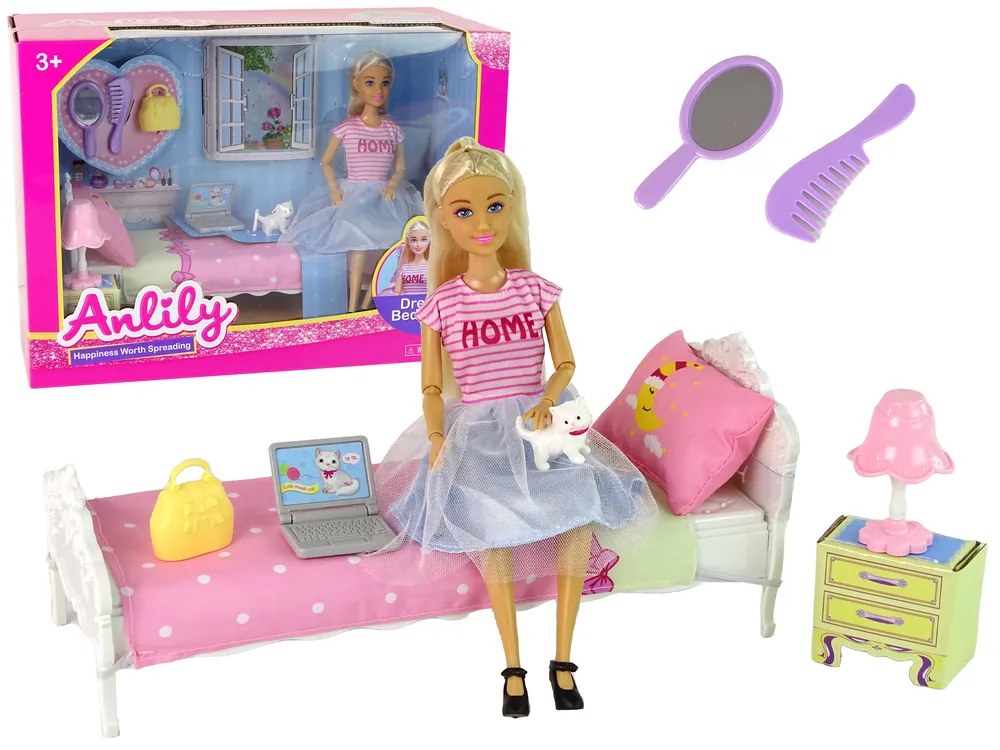 Lean Toys Bábika Anlily s doplnkami do izby