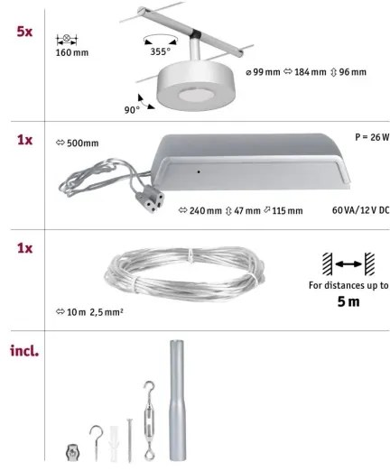 Paulmann 94475 - SADA 5xLED/5W Bodové svietidlo CIRCLE 230V matný chróm