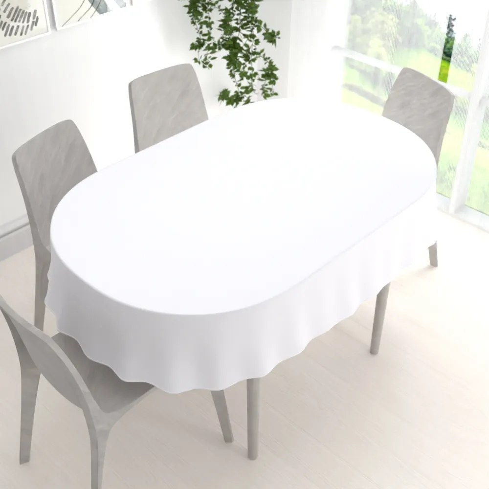 Biante Dekoračný oválny obrus Rongo RG-031 Studený biely 120x180 cm