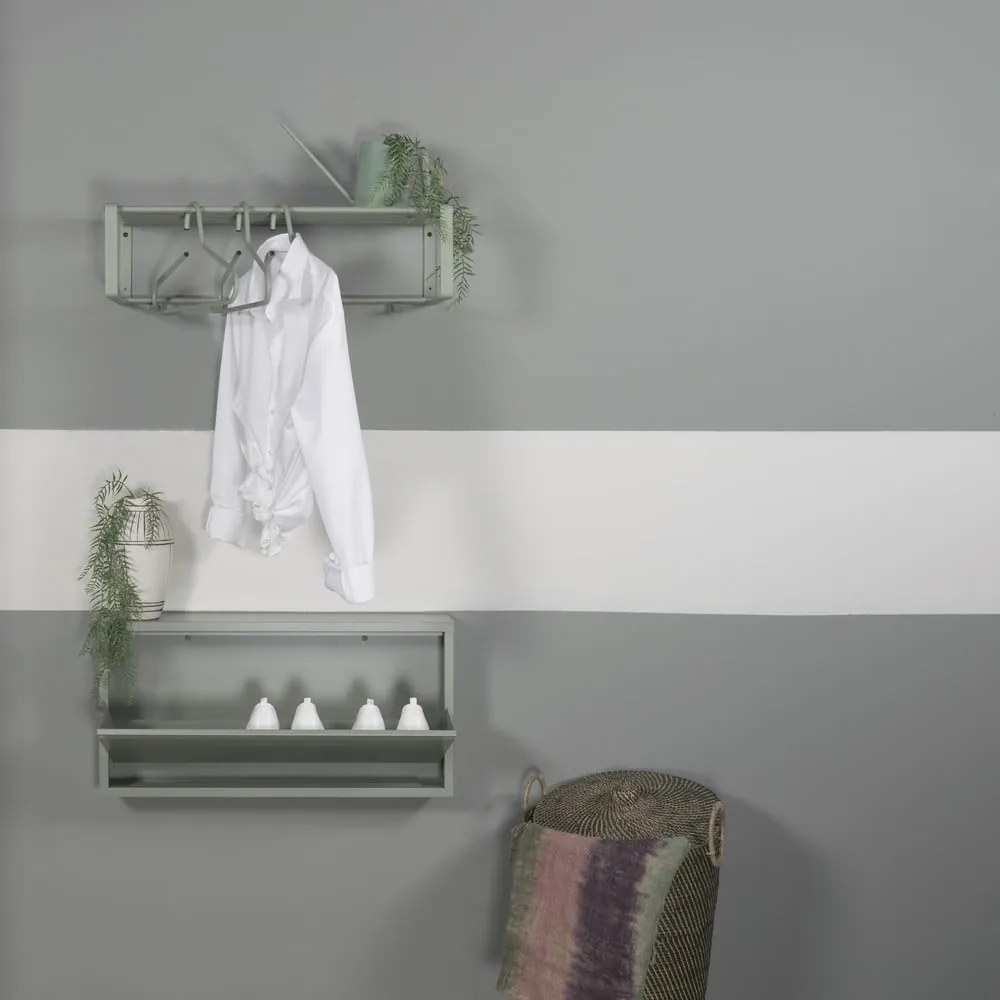 Sivozelená kovová výklopná skrinka na topánky 75x37,5x12,5 cm Billy – Spinder Design