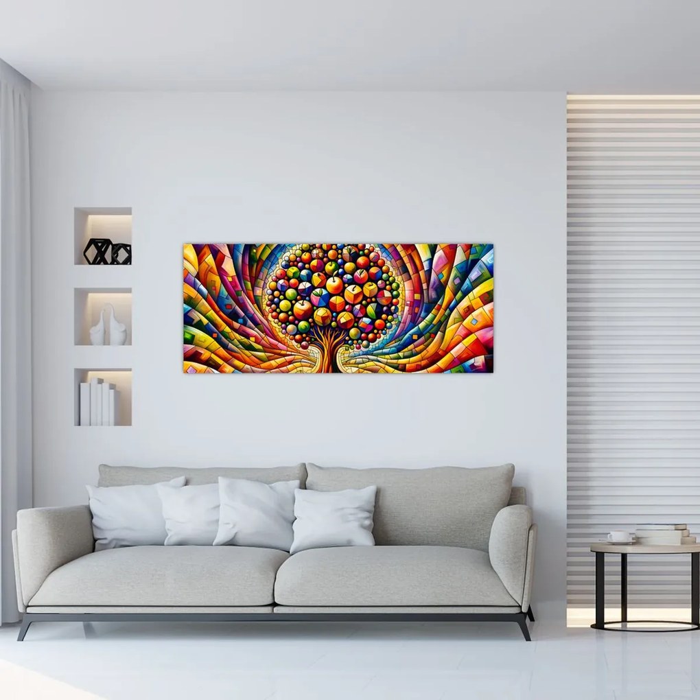 Obraz – Farebný strom s jablkami (120x50 cm)