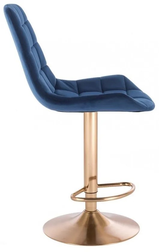LuxuryForm Barová stolička PARIS VELUR na zlatom tanieri - modrá