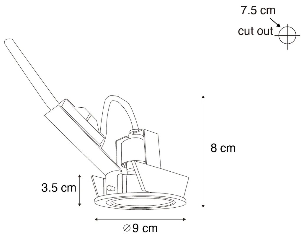 Sada 6 moderných zápustných bodových svietidiel antracitových GU10 50 mm okrúhlych naklápacích - Cisco