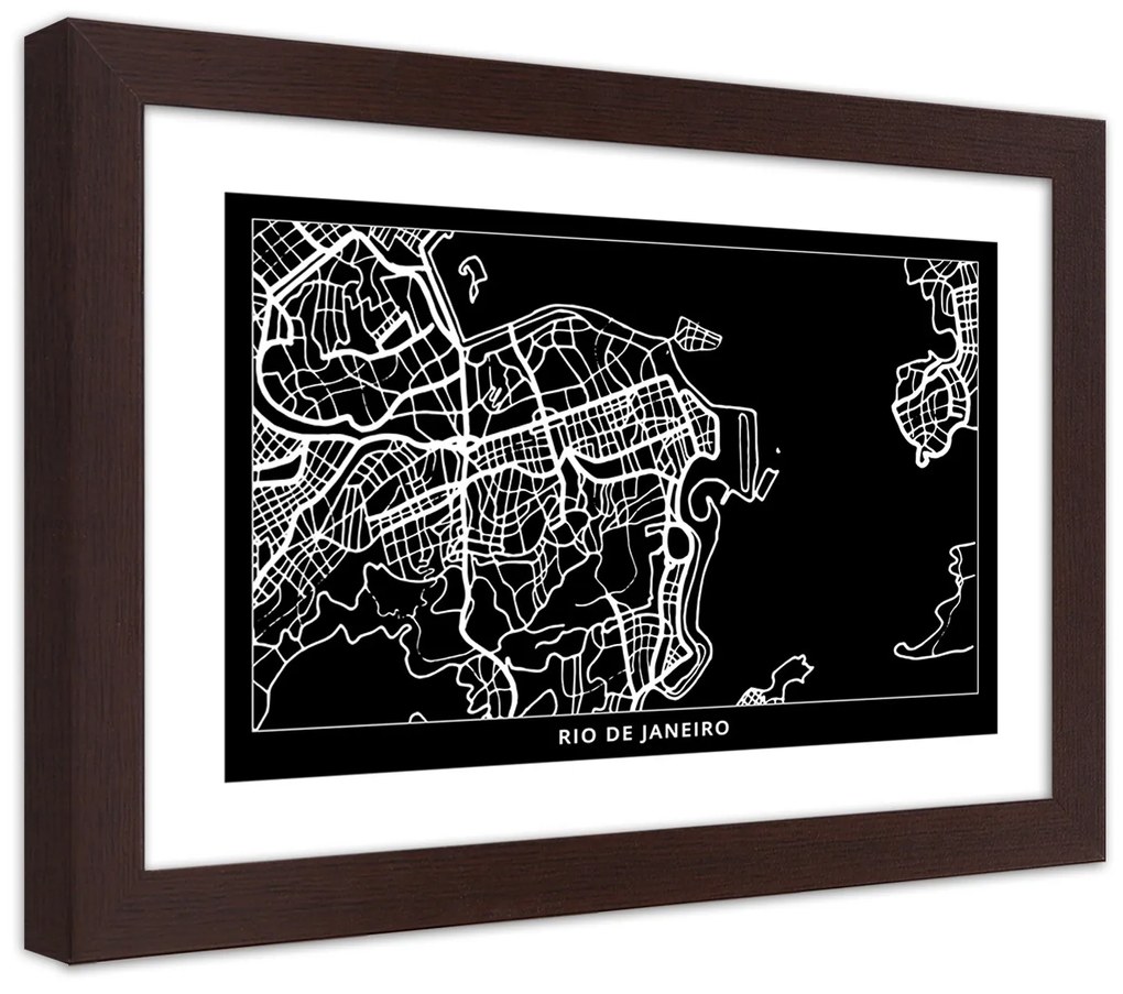 Gario Plagát Plán mesta Rio de Janeiro Farba rámu: Bez rámu, Rozmery: 30 x 20 cm