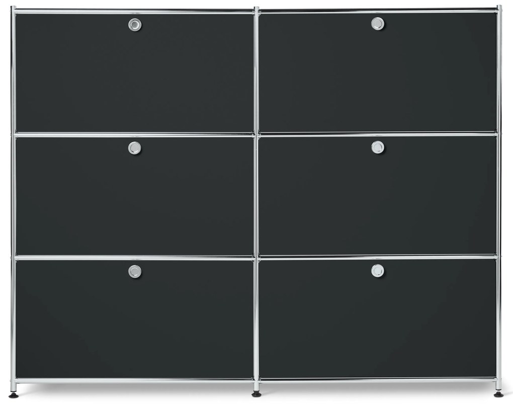 Veľká kovová komoda »CN3« so 6 výklopnými priehradkami, čierna