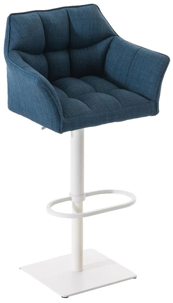 Barová stolička Damas W1 ~ látka, biely rám - Modrá