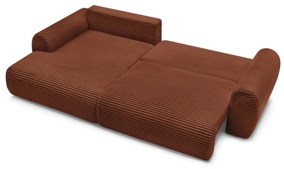 Menčestrová rozkladacia rohová pohovka v tehlovej farbe (ľavý roh) Lucien – Bobochic Paris