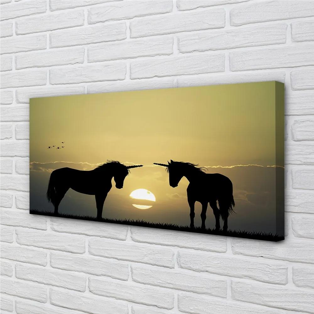 Obraz na plátne Poľné sunset jednorožce 125x50 cm