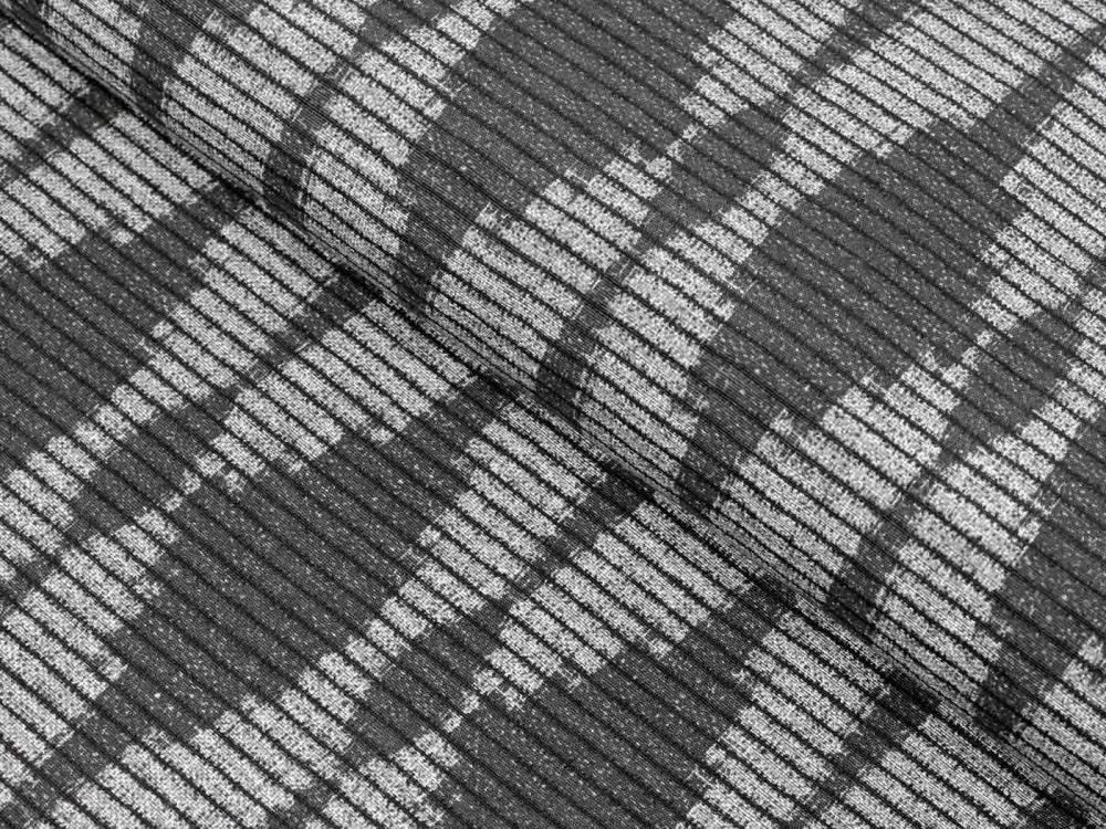 Biante Dekoračný okrúhly obrus Leona LN-048 Tmavo sivé obrazce a pásiky Ø 120 cm