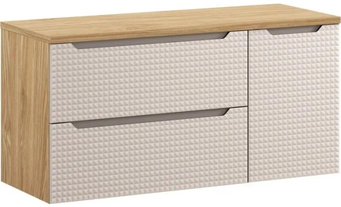 Závěsná skříňka Luxor Beige Trust s deskou a umyvadlem 120 cm černá/dub olejovaný