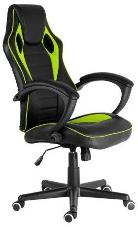 Herné kreslo Neoseat NS-015 TEX — látka, čierna / reflexná zelená