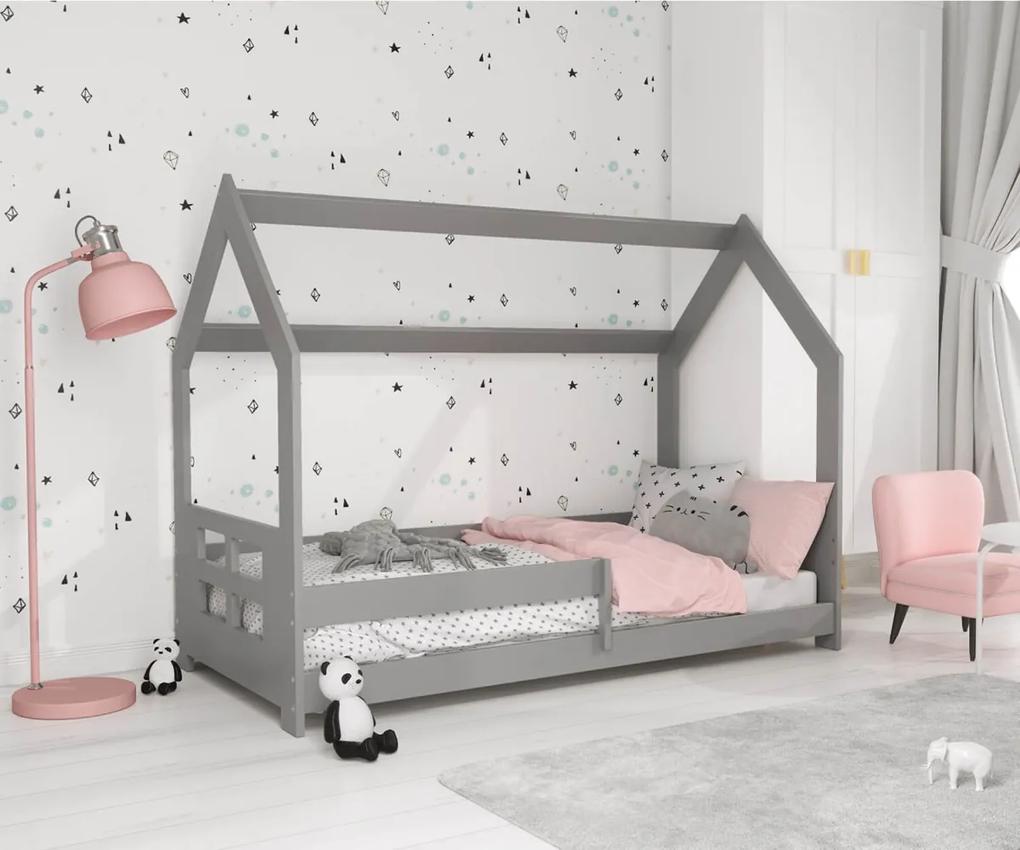 Detská posteľ DOMČEK D5D 80x160cm masív sivá | AMI Nábytok