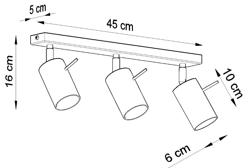 Bodové svietidlo Ring, 3x sivé kovové tienidlo, (možnosť polohovania)