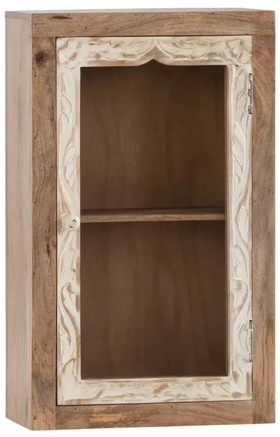 furniture-nabytek.cz - Masivní nástěnná skříňka Delhi z mangového dřeva, lakovaná, hnědá – 44×20×70 cm