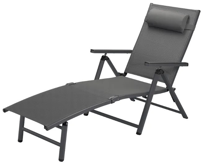 Livarno home Hliníkové ležadlo Houston s opierkami rúk, sivé (100386242)