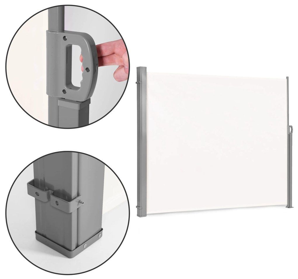 Výklopná bočná markíza, roleta, zástena do záhrady, na terasu - béžová 200 cm