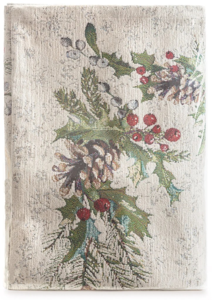 VIANOČNÝ GOBELÍNOVÝ BEHÚŇ NA STÔL PINE 45X140 CM VZOROVANÁ
