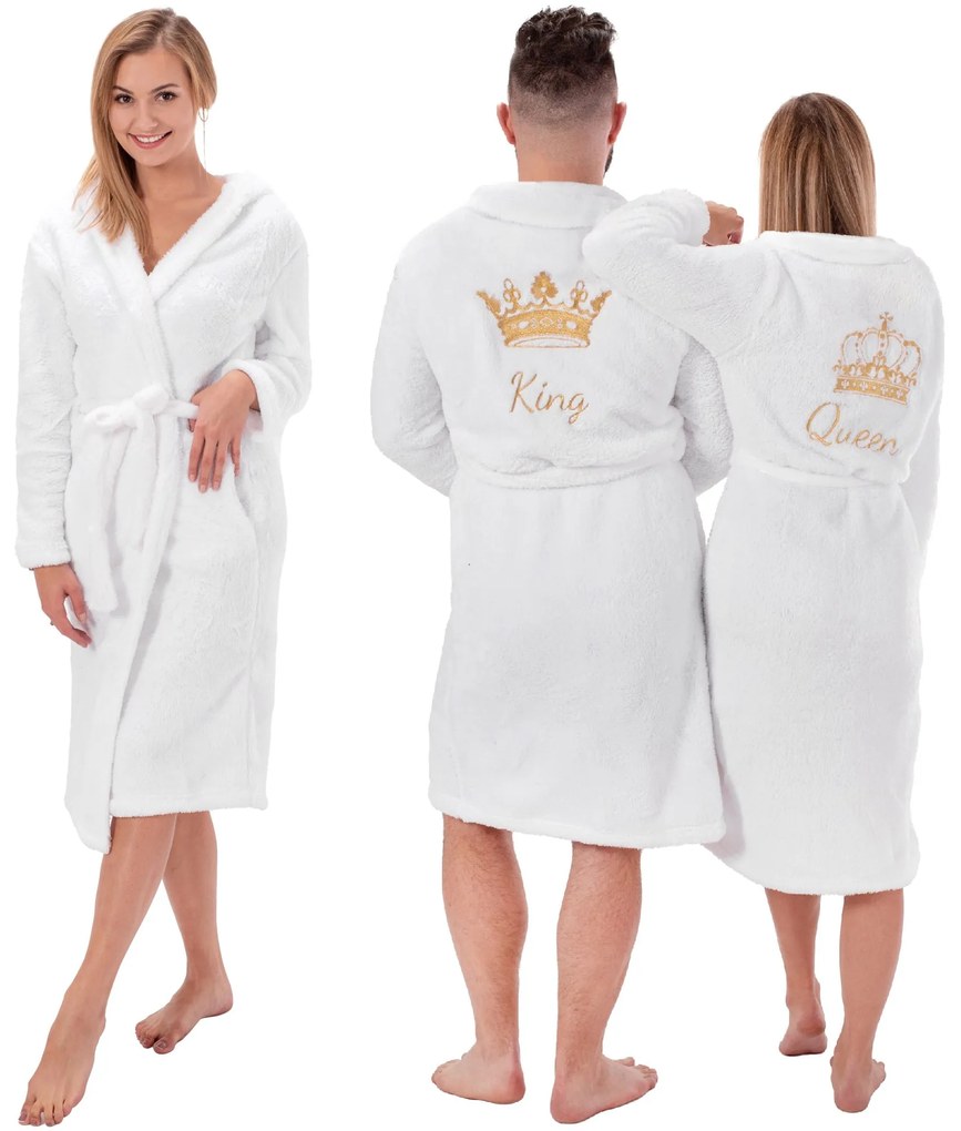 Dekorstudio Dámsky vyšívaný župan s nádpisom Queen White Varianta: L/XL