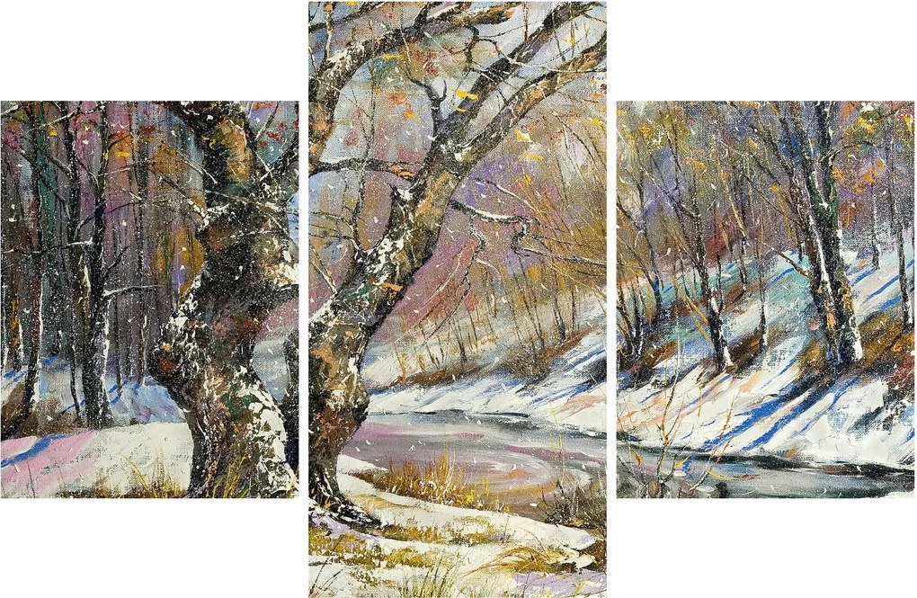 Obraz maľovanej zimnej krajiny (90x60 cm)