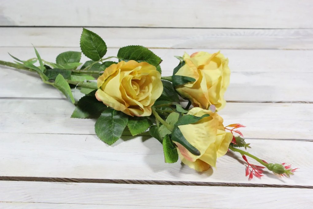 Umelá kytica RUŽÍ - žltá (v. 103 cm)