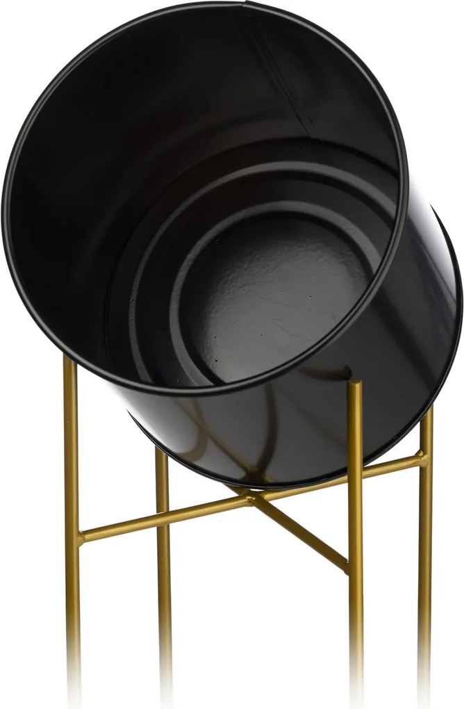 KOVOVÝ KVETINÁČ SO STOJANOM GLAMOUR 75X24 CM ČIERNA/ZLATÁ
