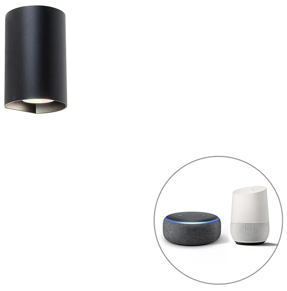 Inteligentná okrúhla nástenná lampa čierna vrátane Wifi GU10 - Sabbir