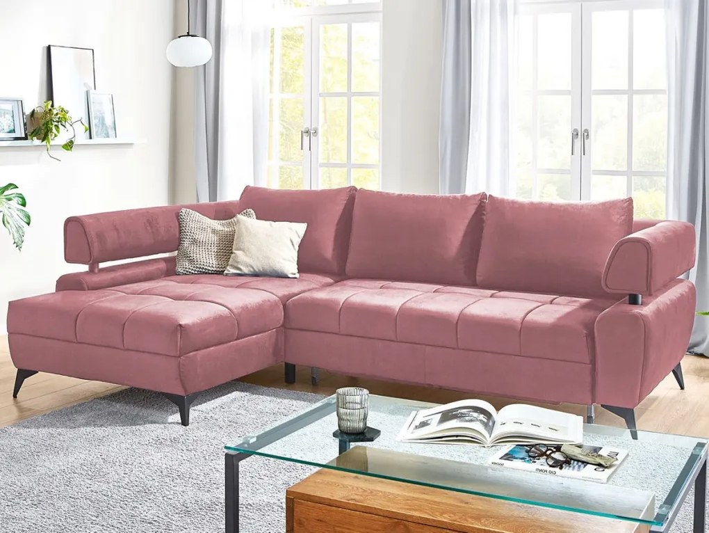 Rohová sedacia súprava Paris, staroružová látka, ľavý roh