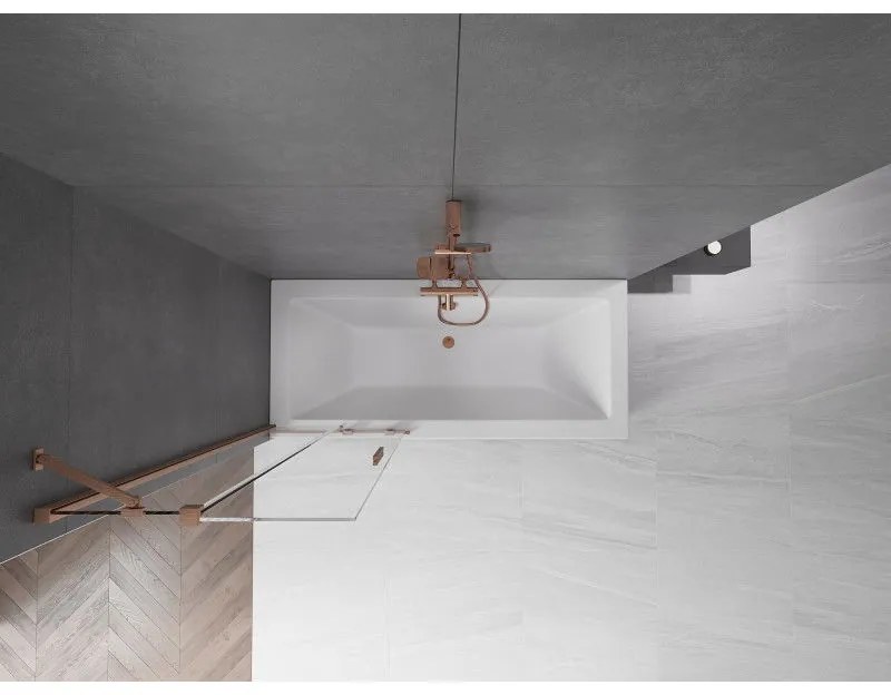 Mexen Velar, 2-krídlová posuvná vaňová zástena 70 x 150 cm, 8mm číre sklo, medená matná, 896-070-000-01-65