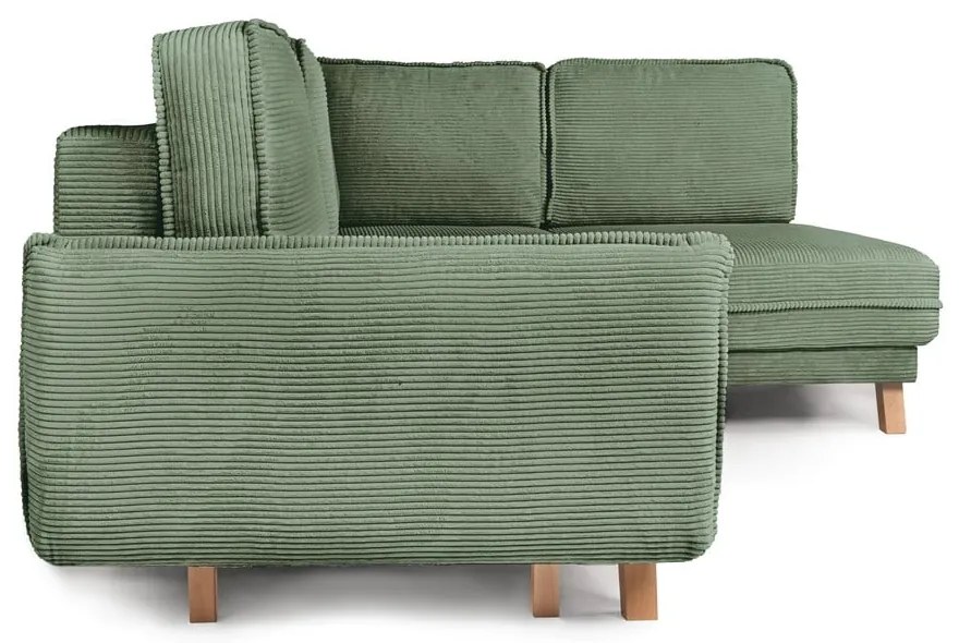 Svetlozelená menčestrová rozkladacia rohová pohovka (pravý roh) Tori – Bonami Selection