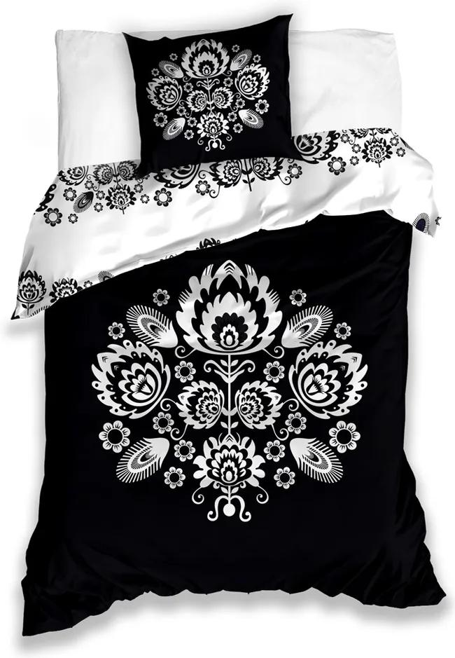 Tiptrade Bavlnené obliečky Folklór čierna, 140 x 200 cm, 70 x 90 cm