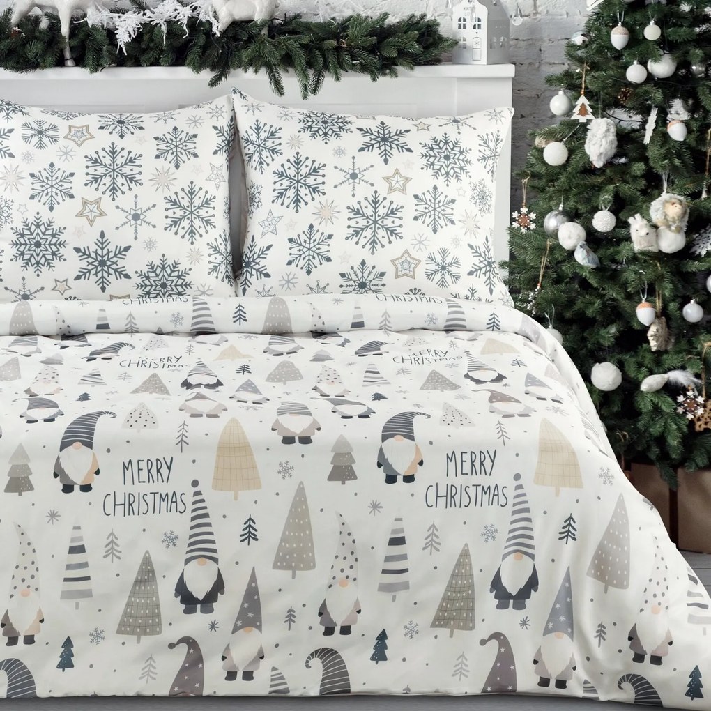 VIANOČNÉ RENFORCÉ OBLIEČKY DWARF 200X220 CM, 2 KS 70X80 CM VZOROVANÉ